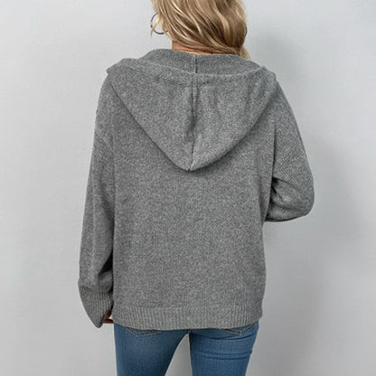 Women's Hooded Knit Cardigan Sweater