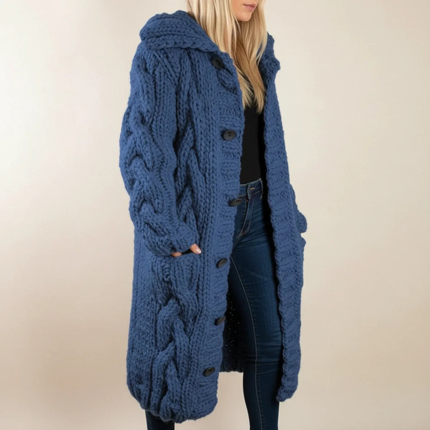 Women's Hooded Long Cardigan Winter Coat - Vonnera