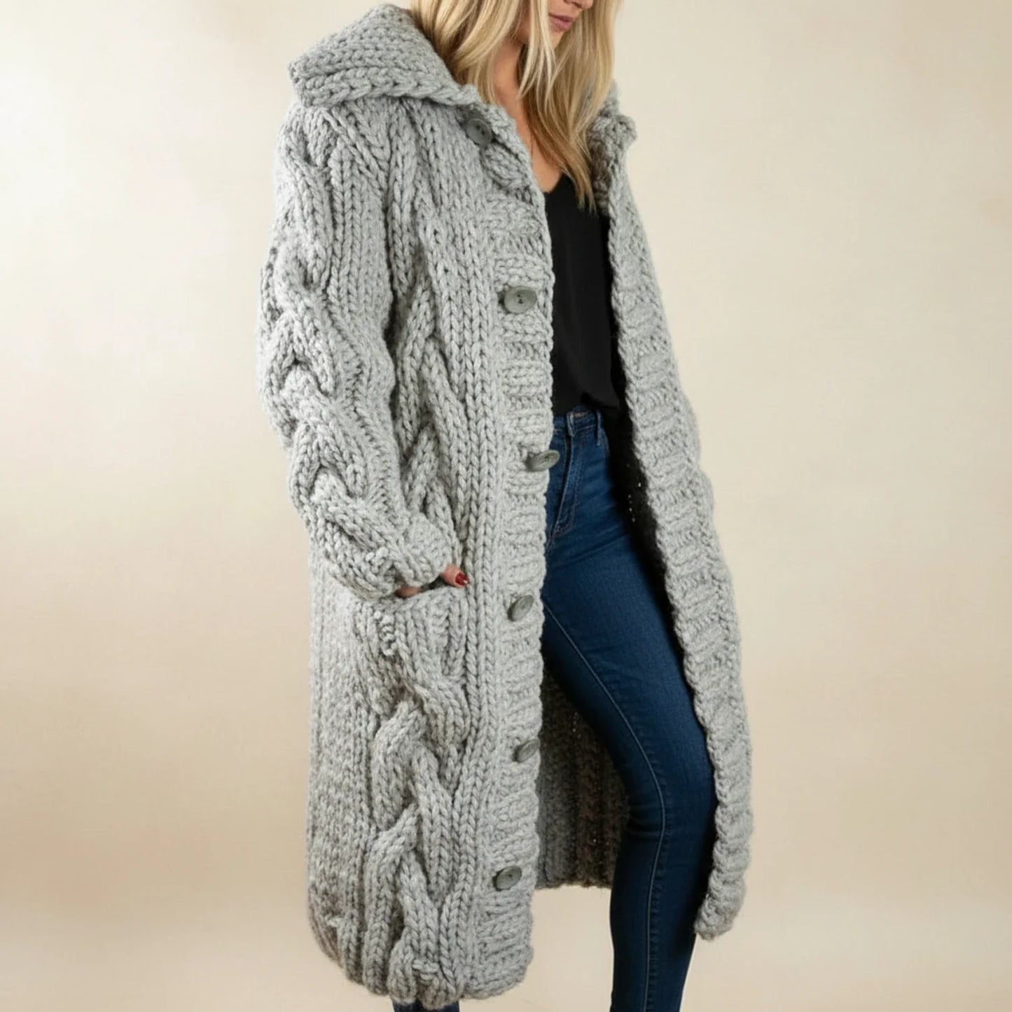 Women's Hooded Long Cardigan Winter Coat