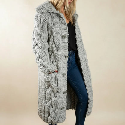 Women's Hooded Long Cardigan Winter Coat