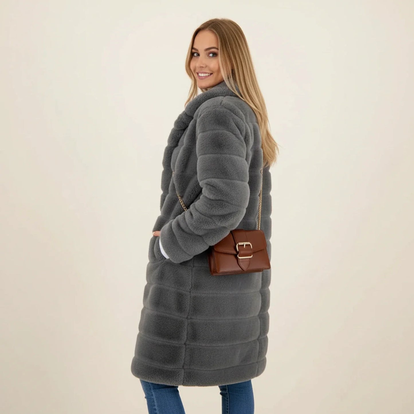 Women's Longline Teddy Coat Hooded Winter - Vonnera