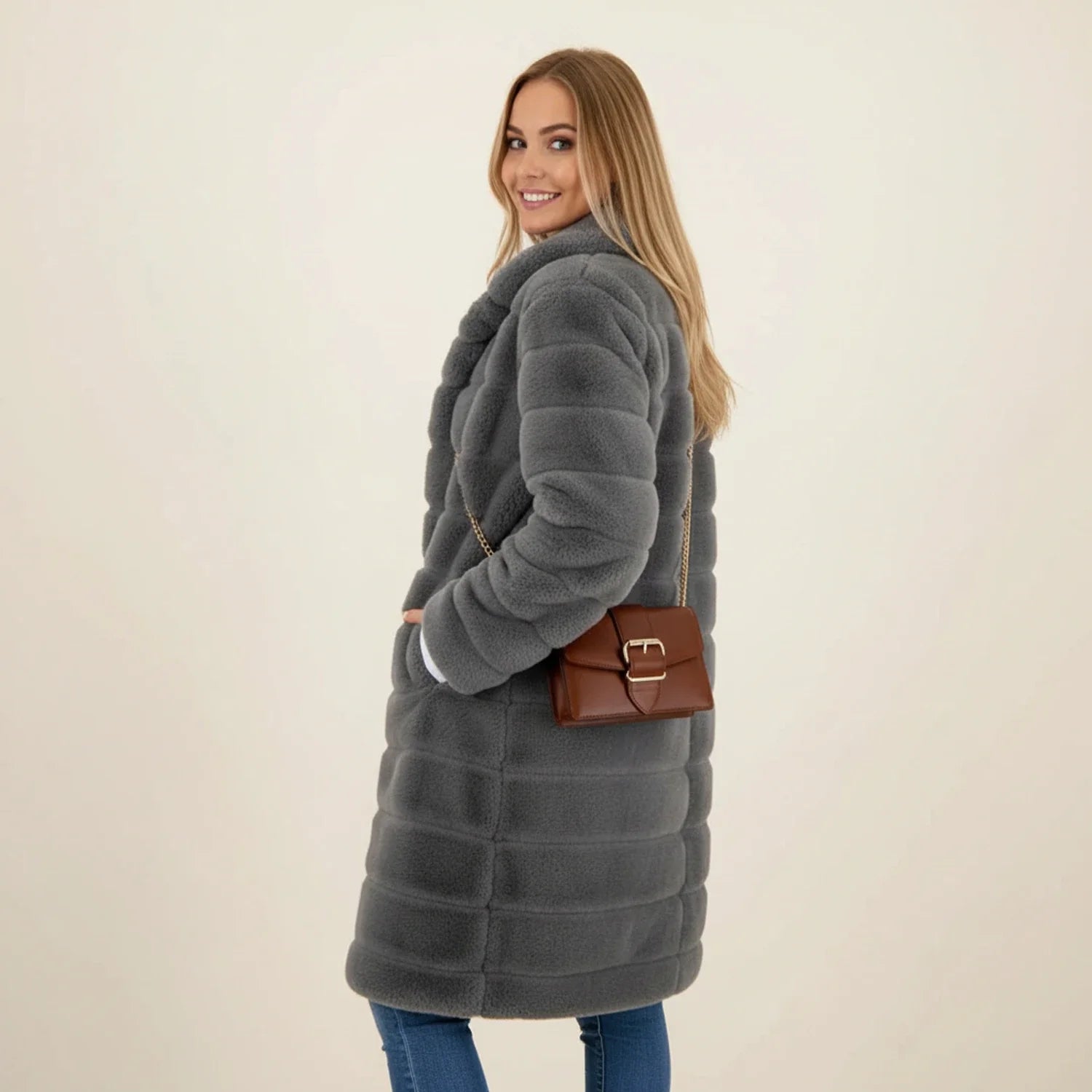 Women's Longline Teddy Coat Hooded Winter - Vonnera