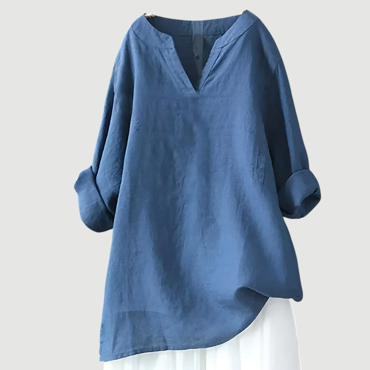 Women's Casual Blouse Rolled Up Sleeves - Vonnera