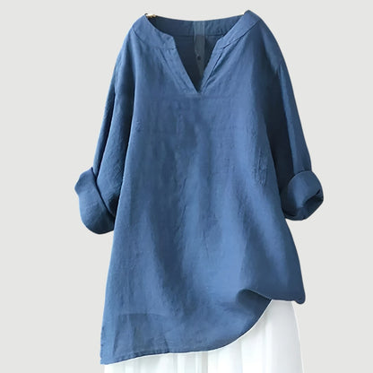 Women's Casual Blouse Rolled Up Sleeves - Vonnera