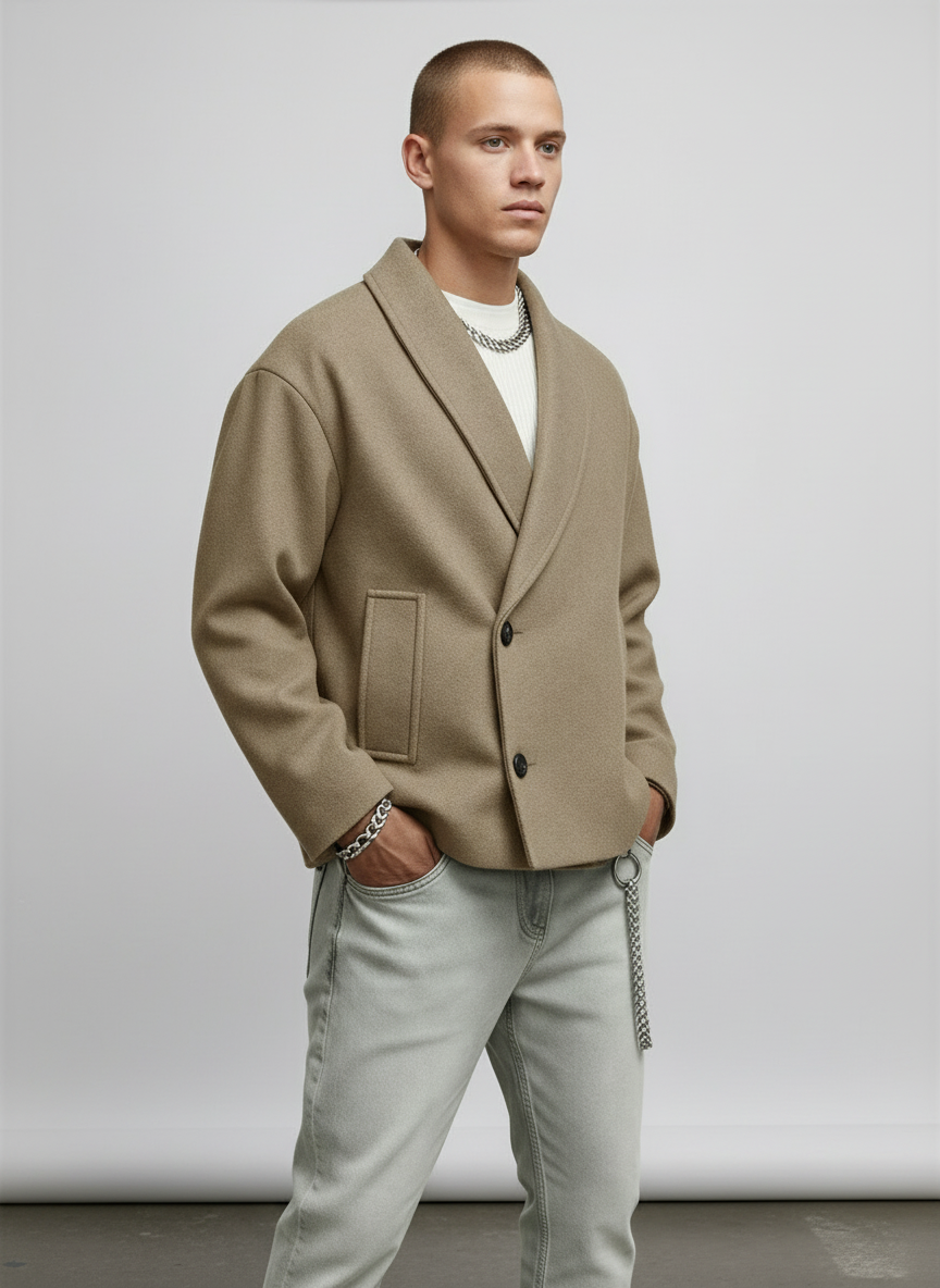 Men's Relaxed Fit Shawl Collar Jacket - Vonnera