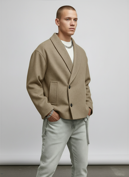 Men's Relaxed Fit Shawl Collar Jacket - Vonnera