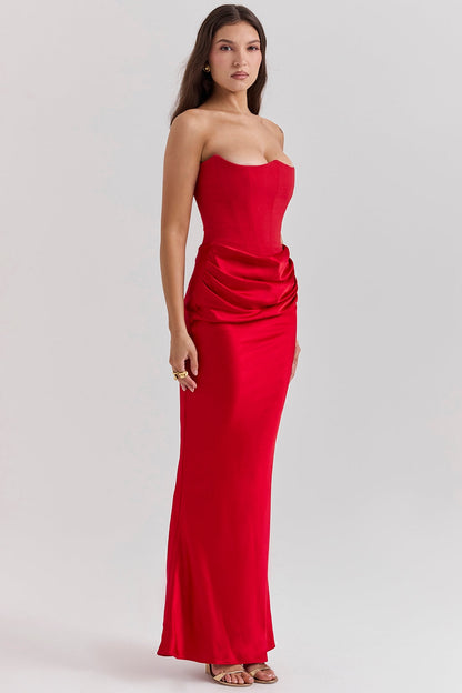 Joanna | Women Wedding Guest Strapless Maxi Dress