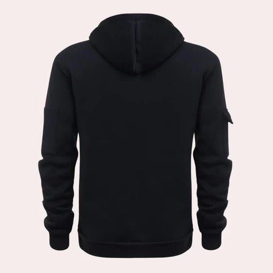 Comfort Fit Men's Pullover Hoodie with Adjustable Drawstring Hood and Front Pocket
