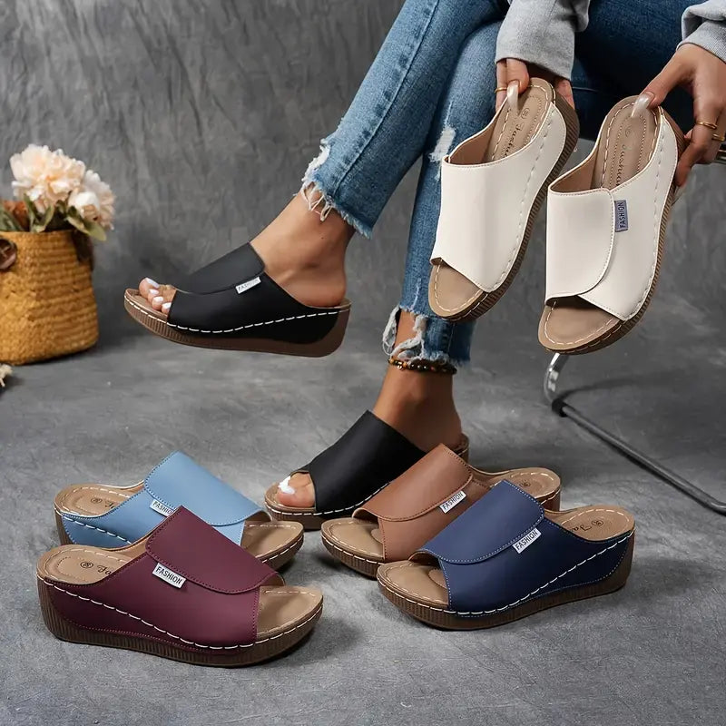 Women's Leather Sandals Mesh Arch Support Summer - Vonnera