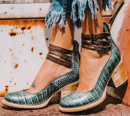 Women's Block Heel Sandals Buckle Fastening