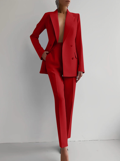 Women's Double Breasted Blazer Suit Set - Vonnera