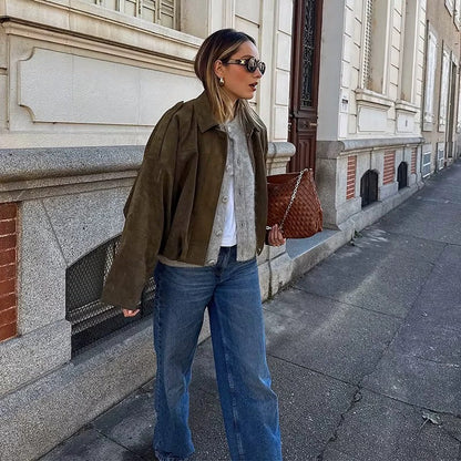 Premium Women's Suede Jacket: Stylish, Versatile, Comfortable, Timeless Fashion Outerwear