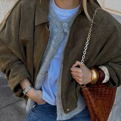 Premium Women's Suede Jacket: Stylish, Versatile, Comfortable, Timeless Fashion Outerwear
