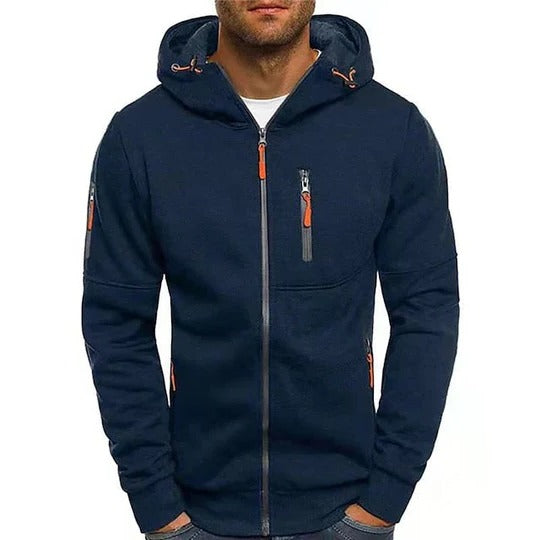 Cozy Men's Hooded Long-Sleeve Pullover: Relaxed Fit, Drawstring, Solid Colors
