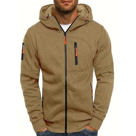 Cozy Men's Hooded Long-Sleeve Pullover: Relaxed Fit, Drawstring, Solid Colors