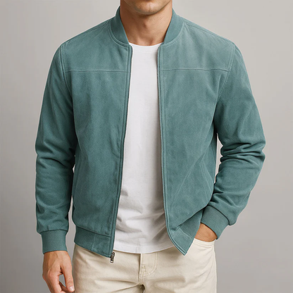 Castello Men's Classic Bomber Leather Jacket