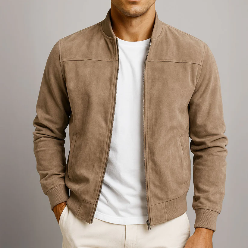 Castello Men's Classic Bomber Leather Jacket - Vonnera