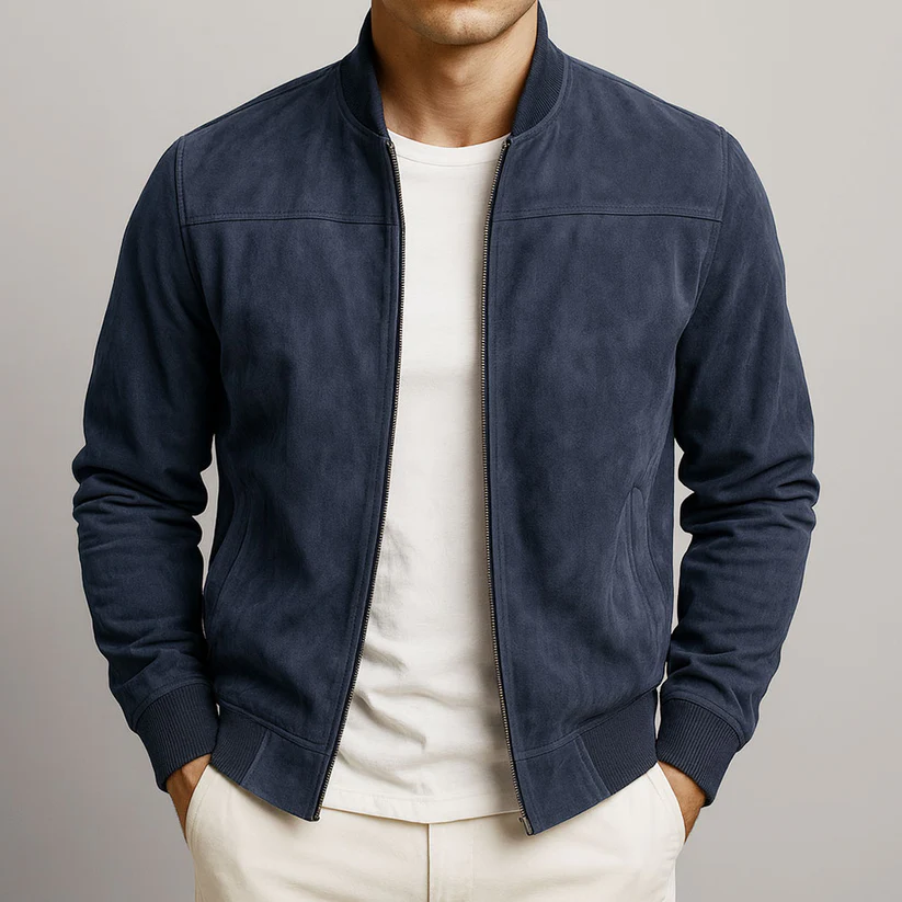 Castello Men's Classic Bomber Leather Jacket
