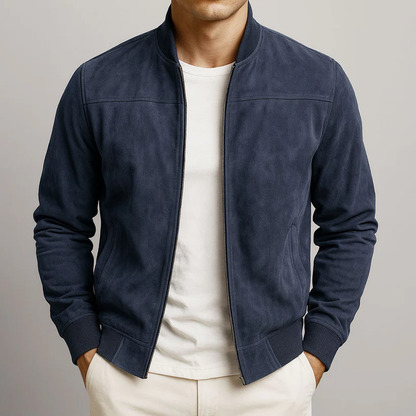 Castello Men's Classic Bomber Leather Jacket