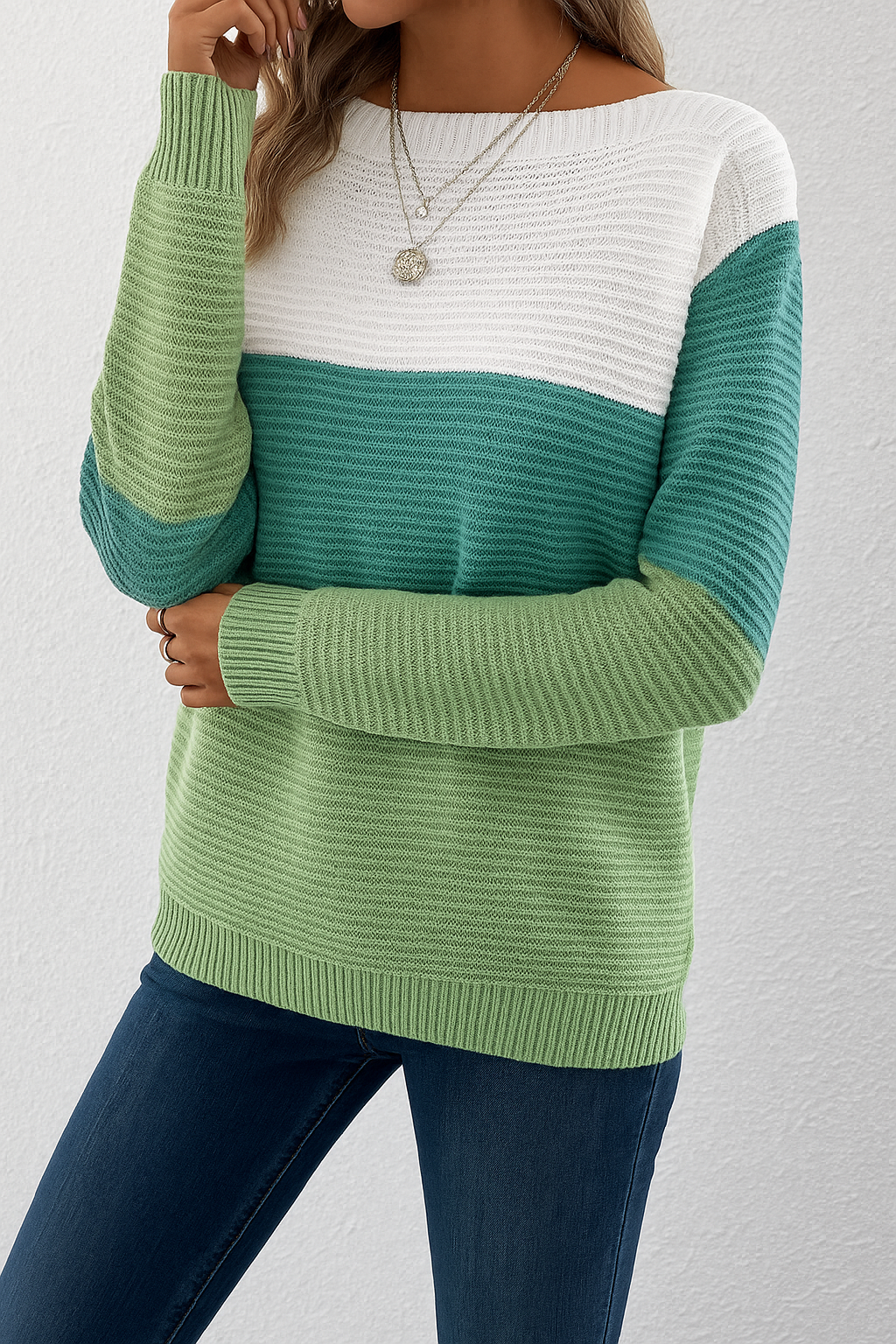 Women's Classic Sweater Soft Long Sleeves Boat Neck - Vonnera