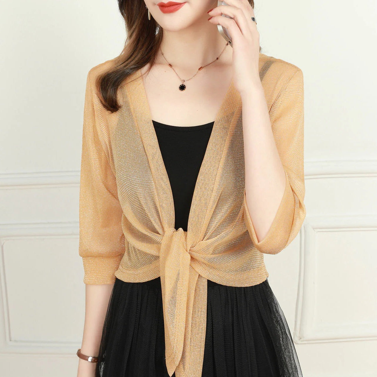 Women's Sheer Blouse 3/4 Sleeve