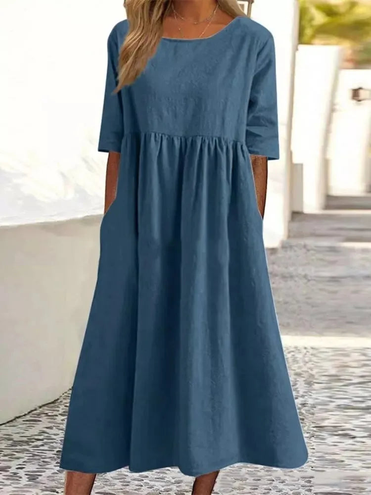 Women's Midi Casual Loose Fit Dress - Vonnera