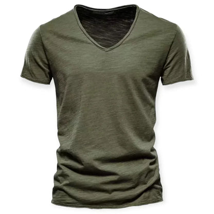Men's V-Neck T-Shirt Cotton Casual