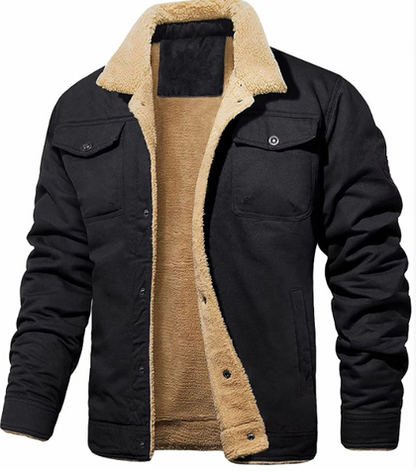 Men's Bomber Jacket Lined Warm Insulated Black