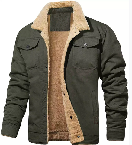 Men's Bomber Jacket Lined Warm Insulated Black
