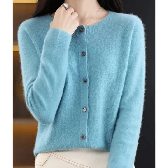 Women's Versatile V-Neck Button Cardigan Sweater: Cozy Long-Sleeve Layering Top