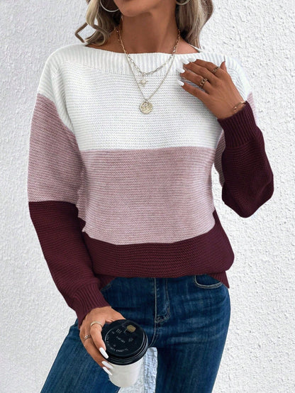 Women's Classic Sweater Soft Long Sleeves Boat Neck