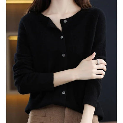 Women's Versatile V-Neck Button Cardigan Sweater: Cozy Long-Sleeve Layering Top