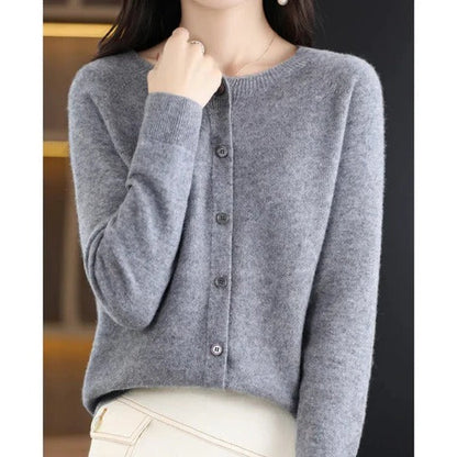 Women's Versatile V-Neck Button Cardigan Sweater: Cozy Long-Sleeve Layering Top