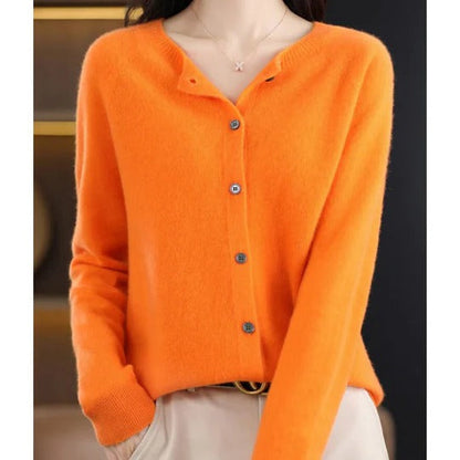 Women's Versatile V-Neck Button Cardigan Sweater: Cozy Long-Sleeve Layering Top