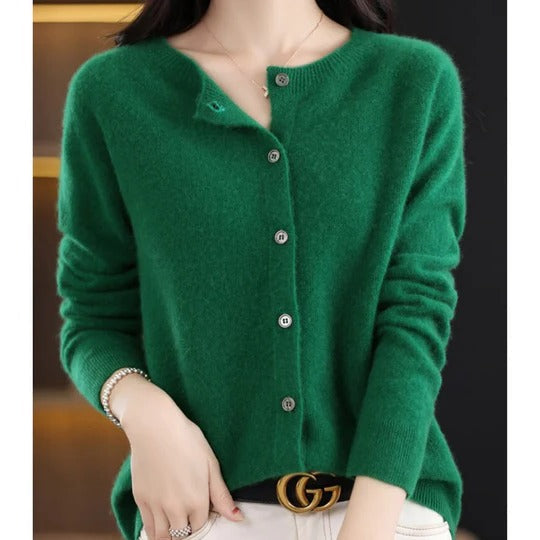 Women's Versatile V-Neck Button Cardigan Sweater: Cozy Long-Sleeve Layering Top