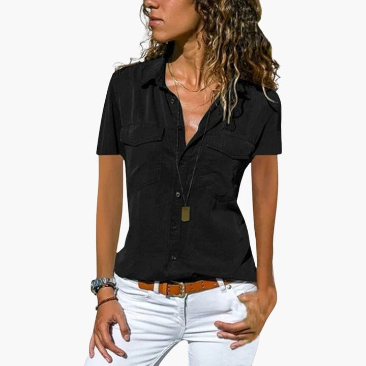 Women's Short Sleeve Button Down Shirt - Vonnera