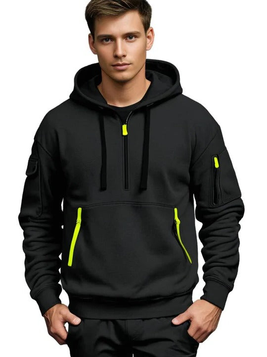 Comfort Fit Men's Pullover Hoodie with Adjustable Drawstring Hood and Front Pocket
