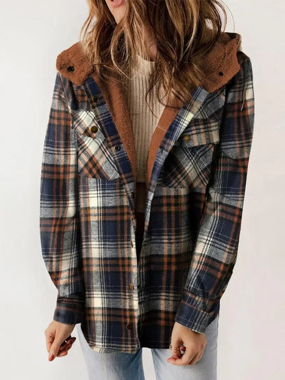 Women's Plaid Hooded Winter Jacket - Vonnera