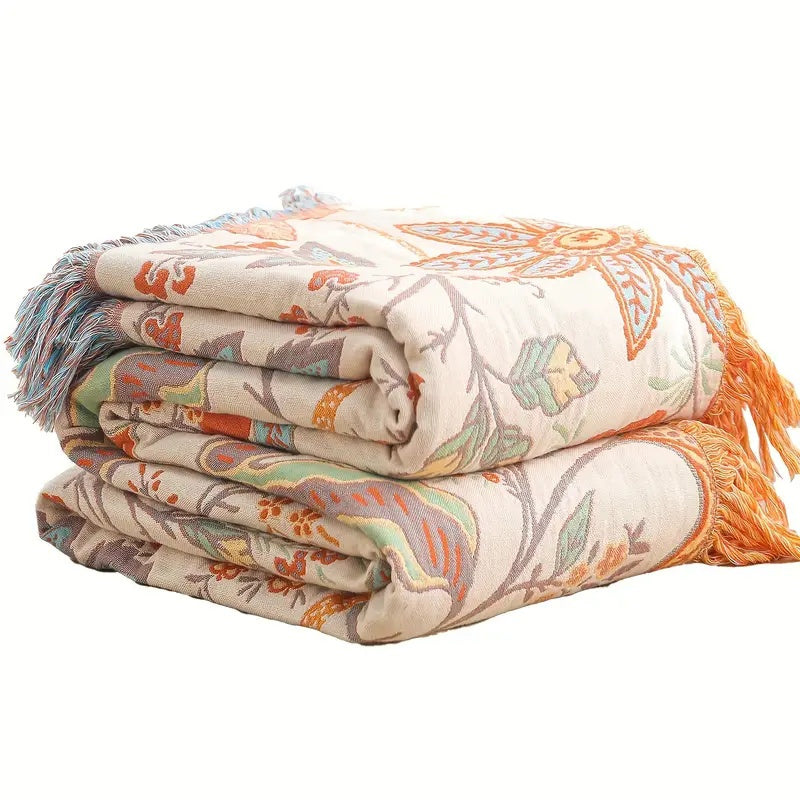 Boho Floral Blanket Soft Cozy Throw - Vonnera