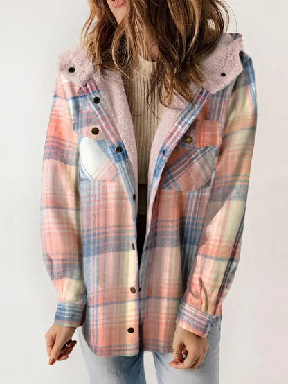 Women's Plaid Button Up Jacket