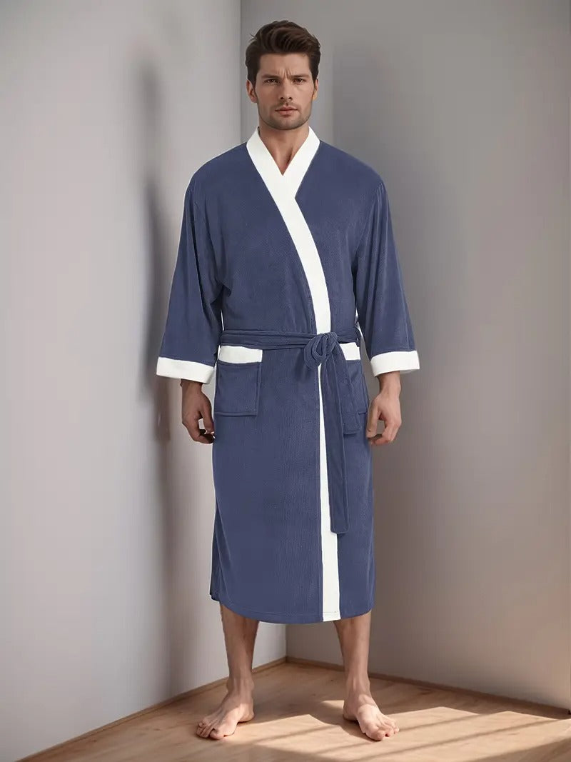 Men's Lightweight Spa Bathrobe Kimono Cotton