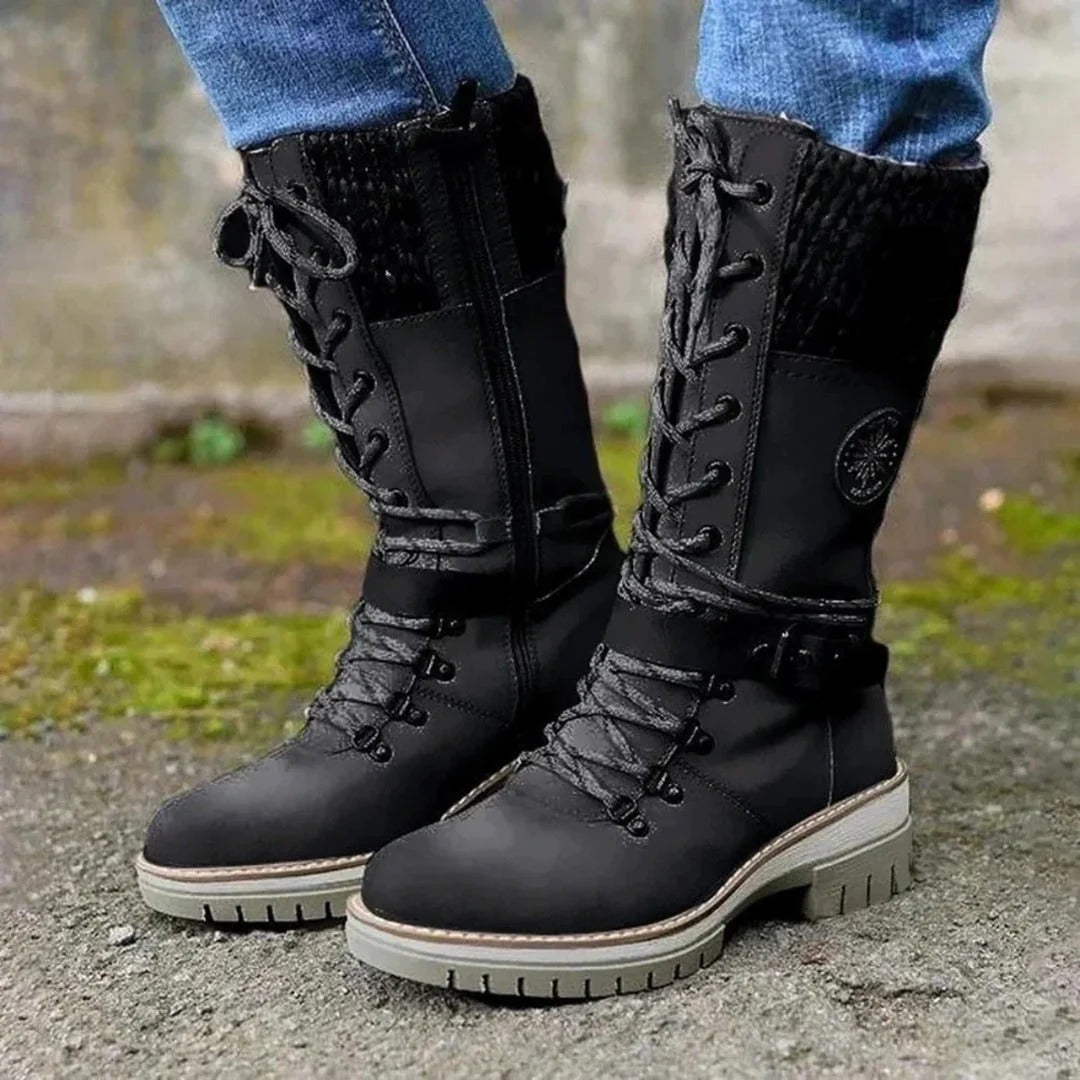 Women's Lace-Up Boots with Cuff