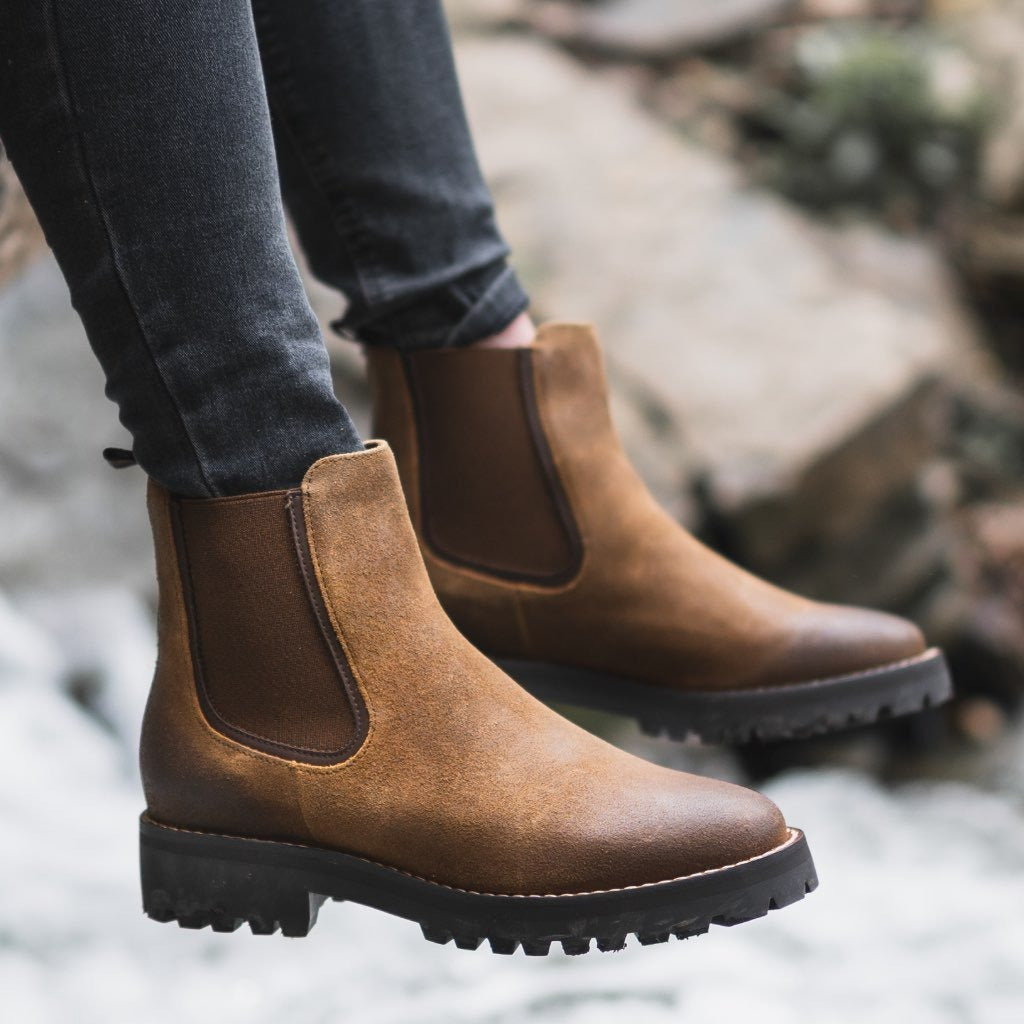 Women's Elastic Side Boots Rounded Toe