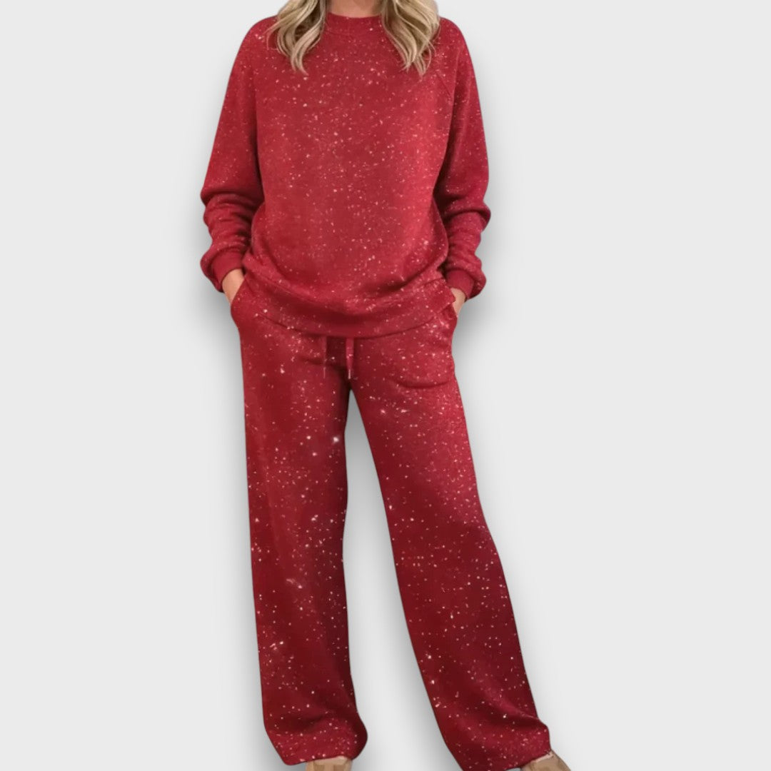 Women's Long Sleeve And Wide Leg Pants Set