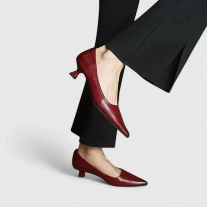 Vera Women's Kitten Heel Slingback Pumps Burgundy