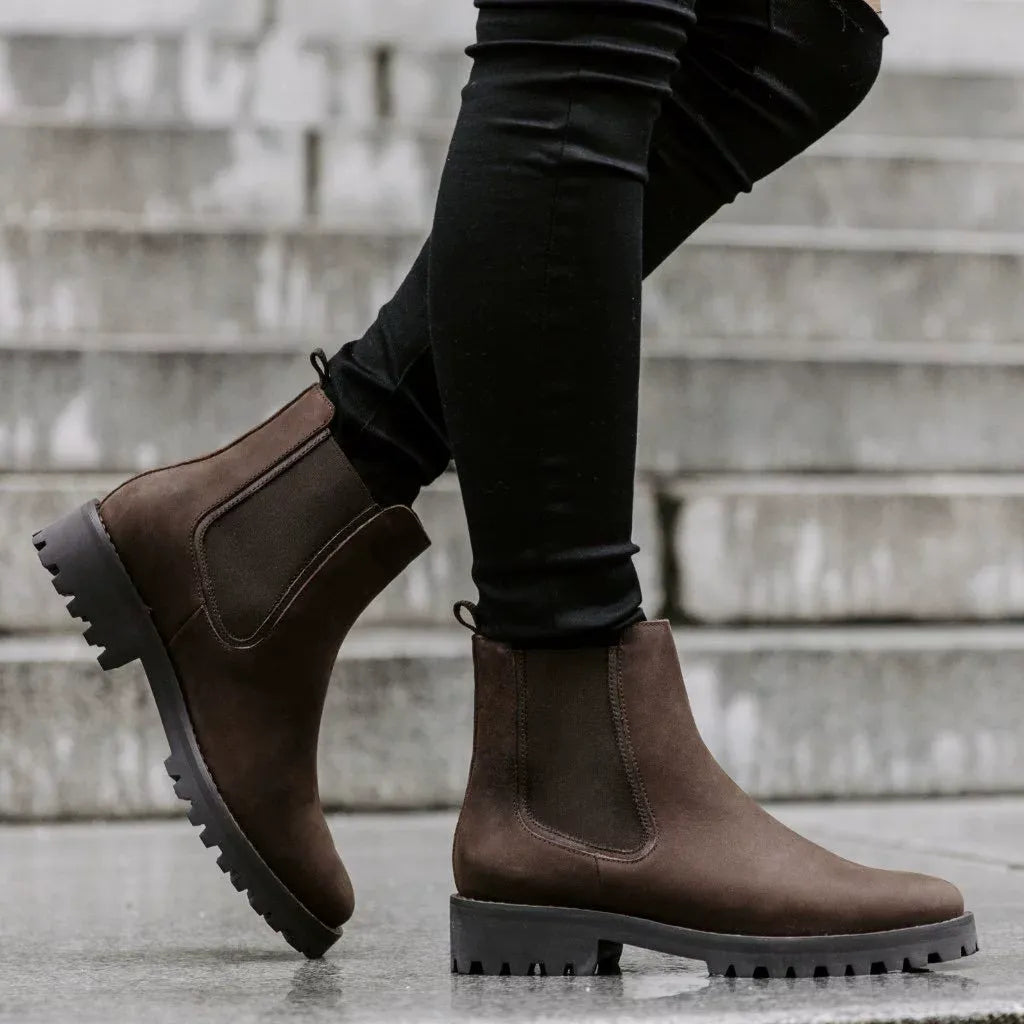 Women's Elastic Side Boots Rounded Toe