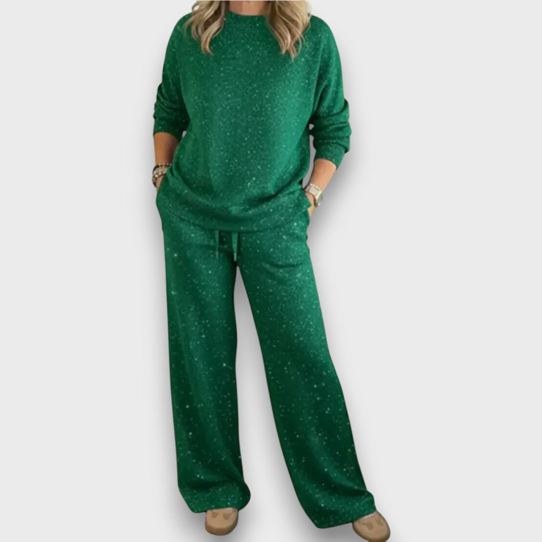 Women's Long Sleeve And Wide Leg Pants Set - Vonnera