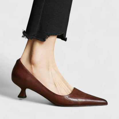 Vera Women's Kitten Heel Slingback Pumps Burgundy