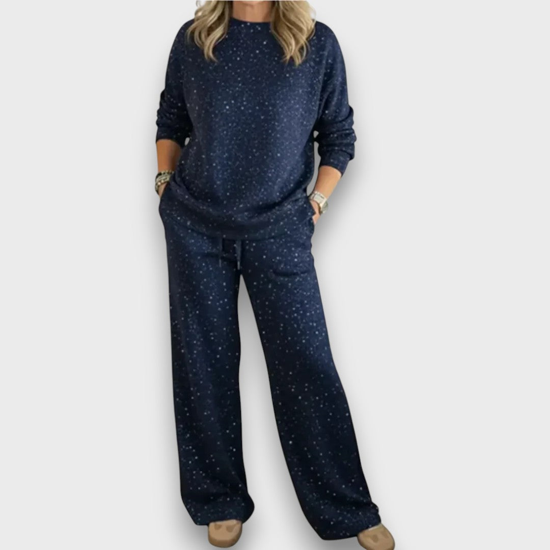 Women's Long Sleeve And Wide Leg Pants Set