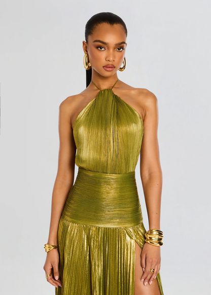 Women's Halter Neck Dress High Slit